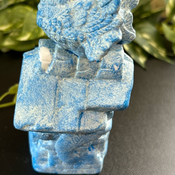 Upcycled  Bird Ceramic Bank Shelf Sitter Spring Country Cottage Blue 6 X 6 - Picture 15 of 15